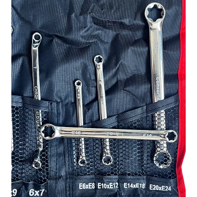 Zestaw 47 el. kluczy płasko-oczkowych Cr-V 6–32 mm z etui – Pokrowiec